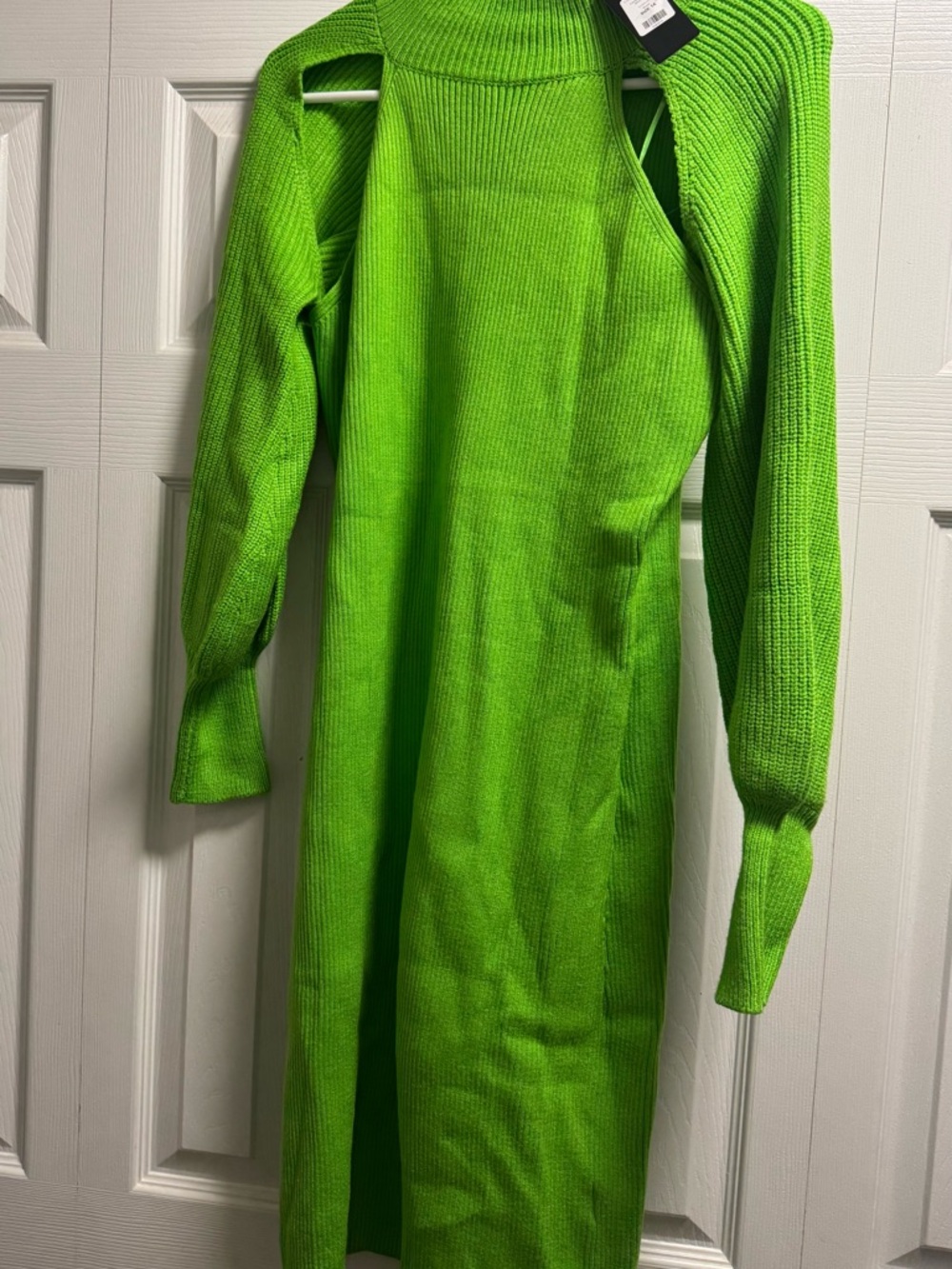 Fashion Nova Neon Green Ribbed Sweater Mini Dress - Picture 2 of 8